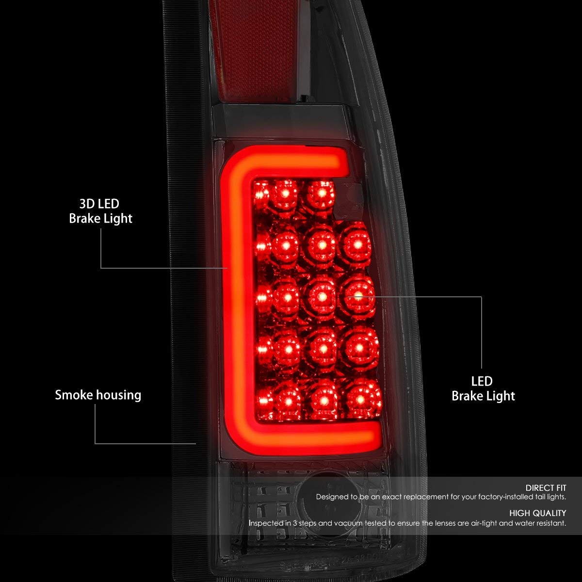 Amazon For Chevy GMC C K Series Pair of 3D LED Tail Brake Light Chrome Housing Smoked Lens Automotive