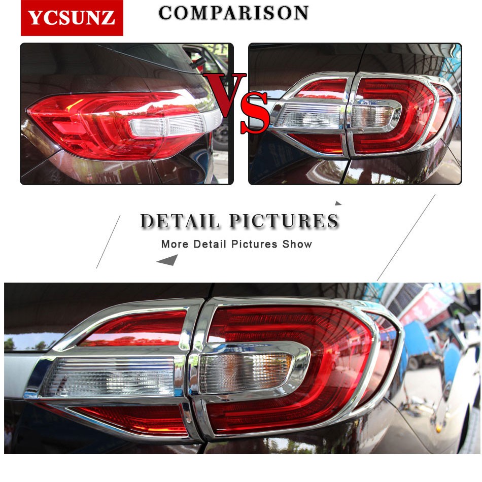 2016 2017 For Ford Everest Accessories ABS Chrome Tail Lights Cover Parts For FORD Everest Endeavour Decorative Parts Ycsunz in Chromium Styling from