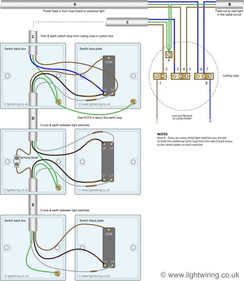 Way Light Switching New Cable Colours Wiring Leading Edge Circuit Diagram Switch Automatic Motion