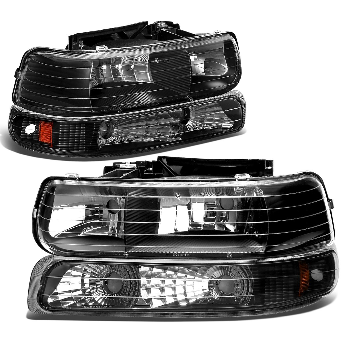 For 99 06 Chevy Silverado Tahoe Replacement Headlight Bumper 4 PC Lamp