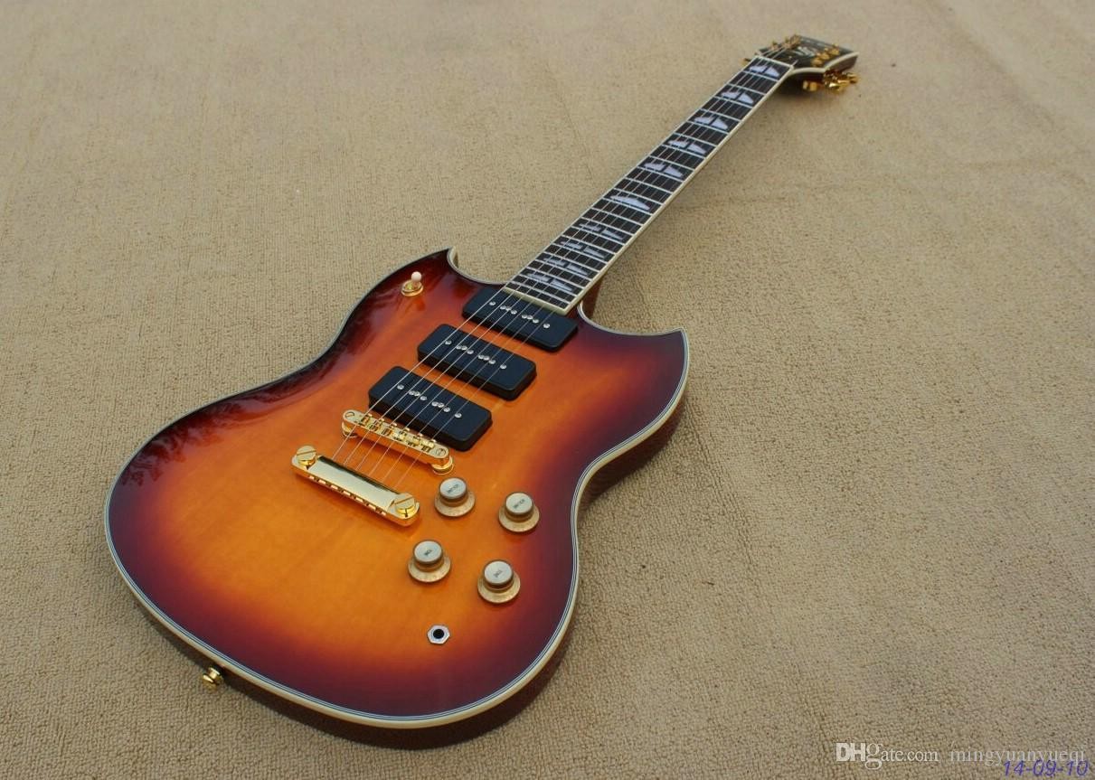 Oem Guitar New Thick Cherry Burst Electric Guitar High Quality Musical Instruments With Gold Parts Sg Shape Arc Top Ymh Dean Acoustic Electric Guitar