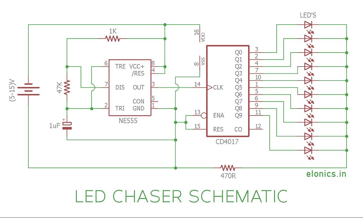 LED Chaser Lights Circuit Diagram