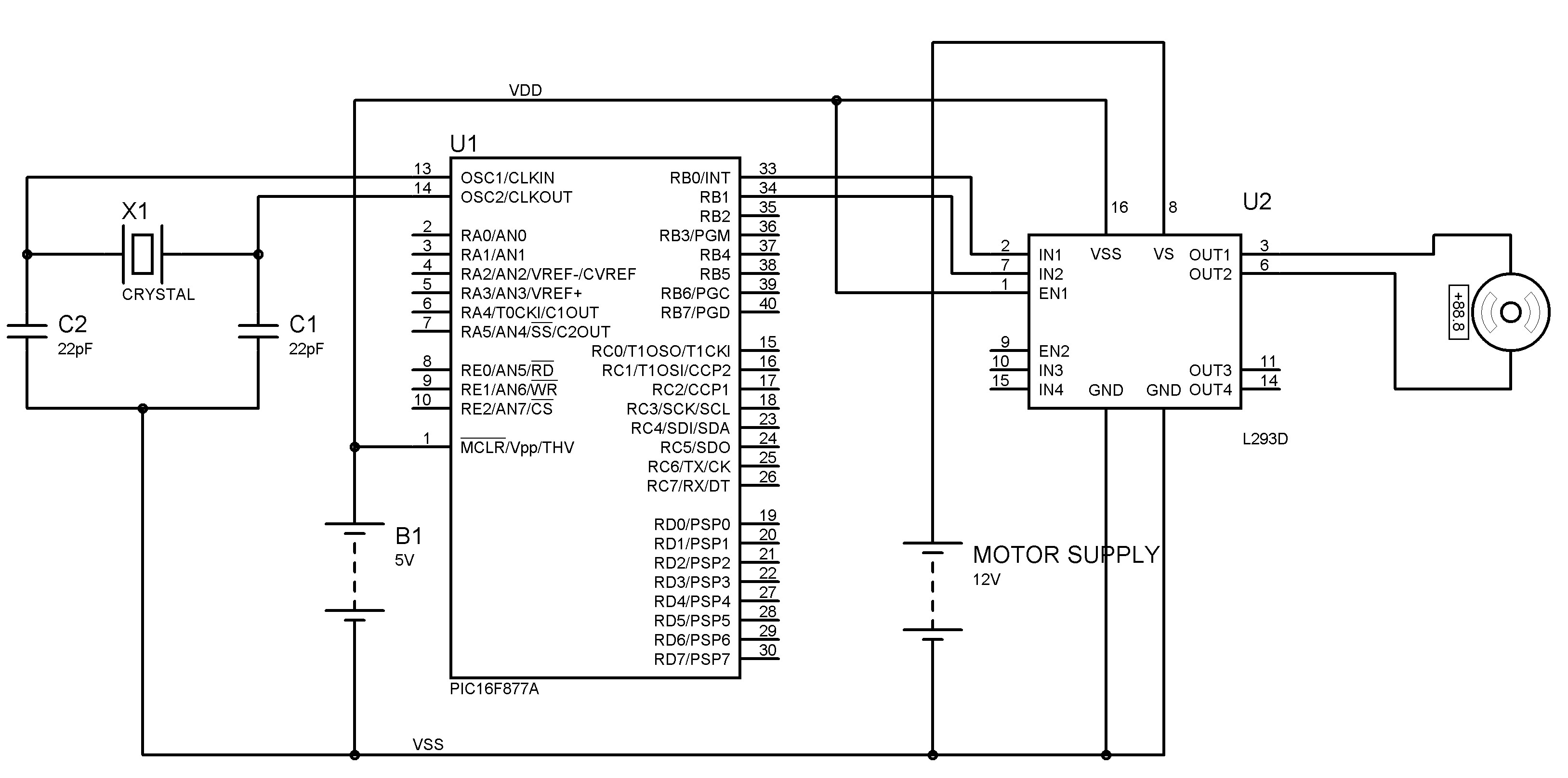 dc motor wiring diagram 4 wire Collection Interfacing DC Motor with PIC Microcontroller and L293D