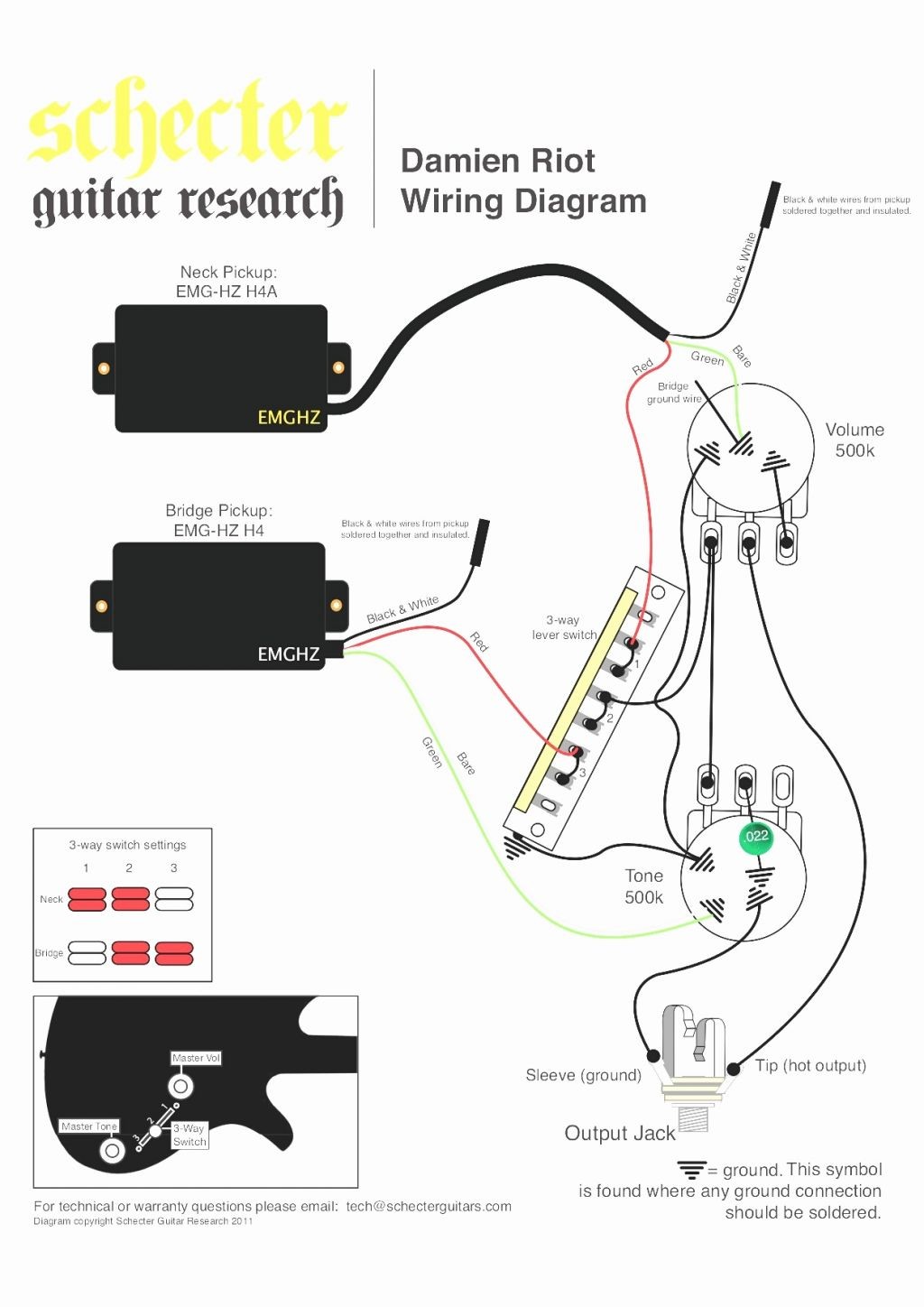 Emg Wiring Diagram Elegant Guitar Wiring Diagrams 3 Pickups 1 Volume Tone Emg Diagram Solder