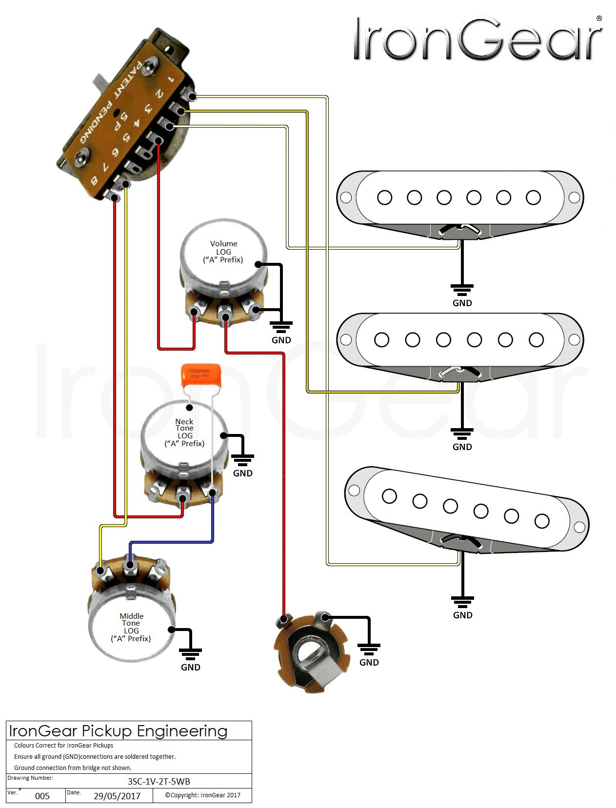 Guitar Wiring Diagram 2 Humbucker 1 Volume 1 Tone 1