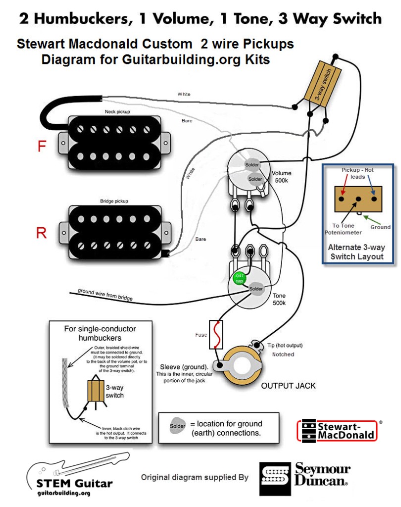 Guitar Wiring Diagram 2 Volume 1 Tone Free Download And Humbucker