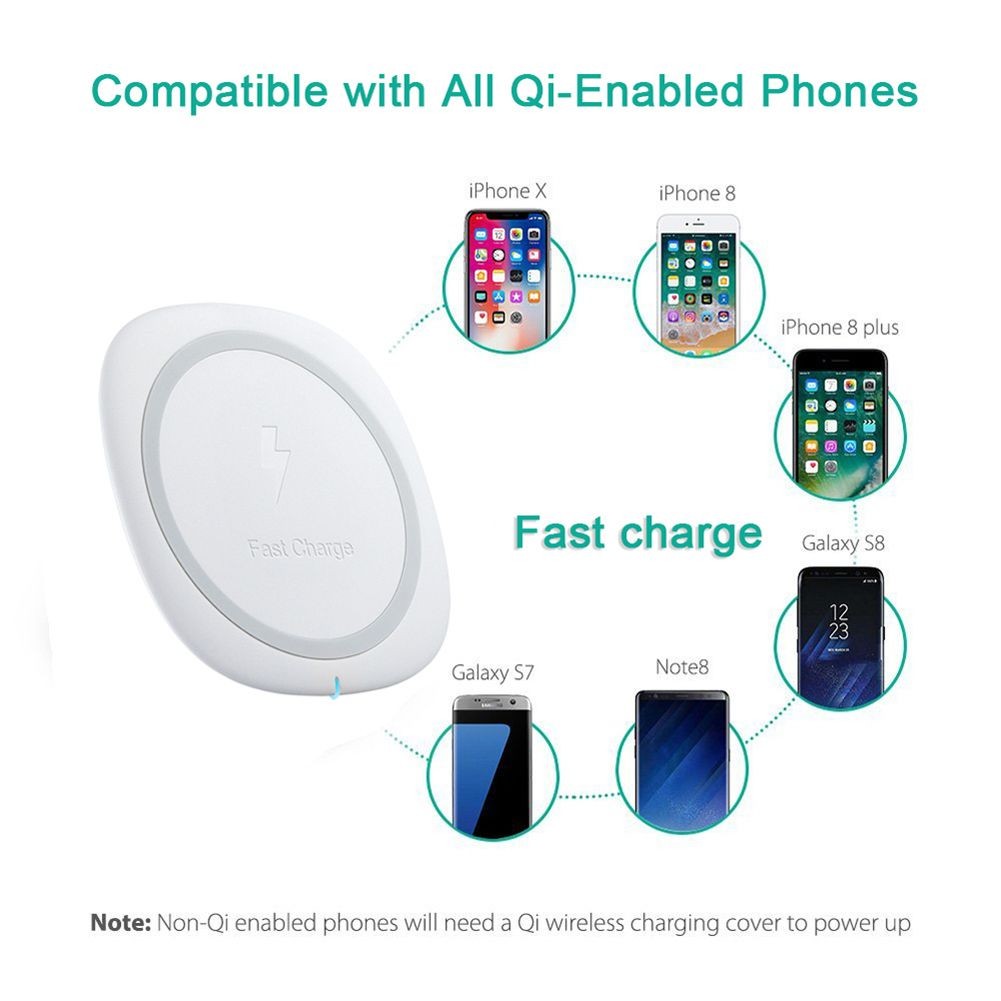 iPhone X Wireless Charger QI Fast Wireless Charging Pad for Samsung Galaxy S8 Note 8 S8 Plus S7 5 S6 Edge Plus Apple iPhone 8 8 Plus Nexus 4 5 6 7 and All