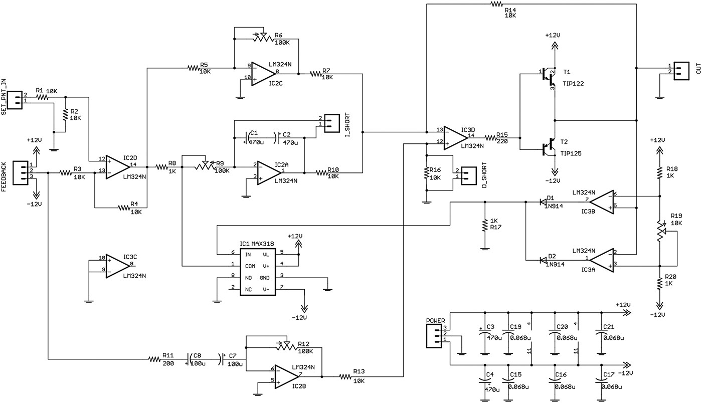 A simplified schematic for the PID controller was printed in Part 1 A new more advanced schematic is presented here as Schematic 1
