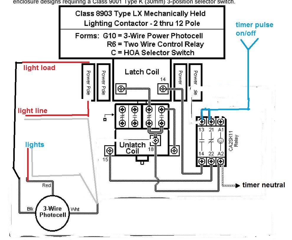 Lighting Contactor Wiring Diagram With cell And