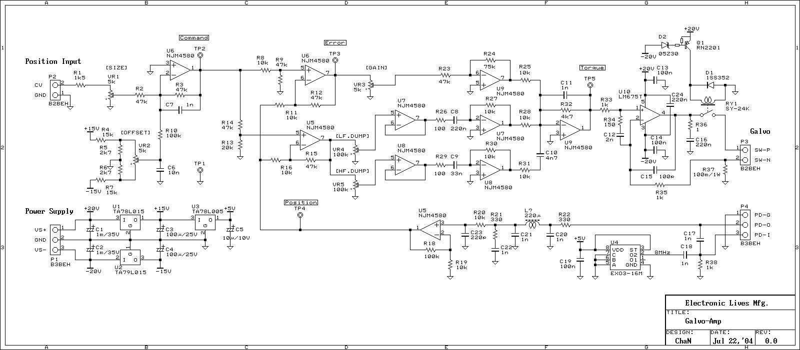 This is the built servo amplifier and circuit diagram