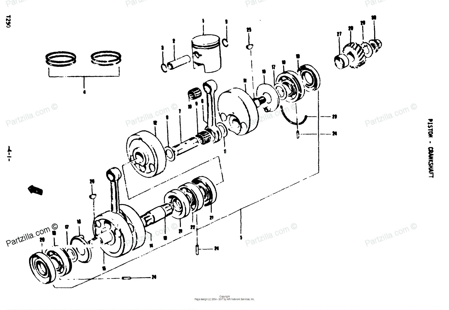 Suzuki Motorcycle 1972 OEM Parts Diagram for Piston & Crankshaft Partzilla