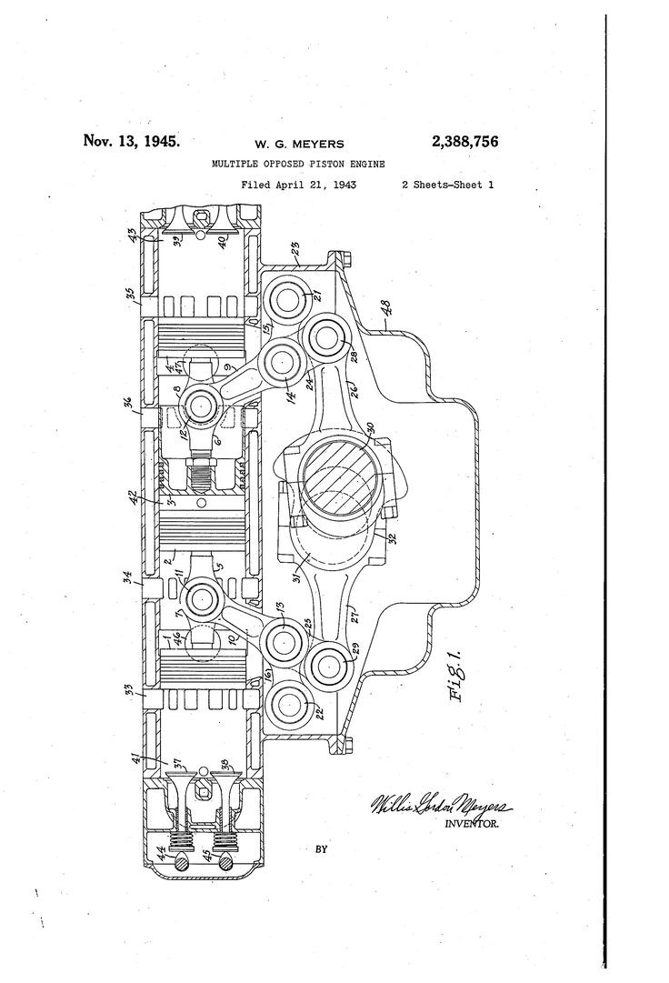 US A Multiple opposed piston engine Google Patents MEYERS MULTIPLE OPPOSED PISTON ENGINE
