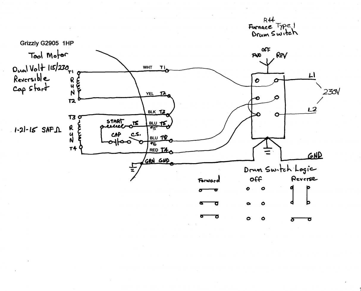 Diagram Unique Capacitor Ponents Wiring Help Needed 1 Phase 220v Reversing Puzzle South Bend Mill Grizzly120 230revdrumsw 6 Lead Single