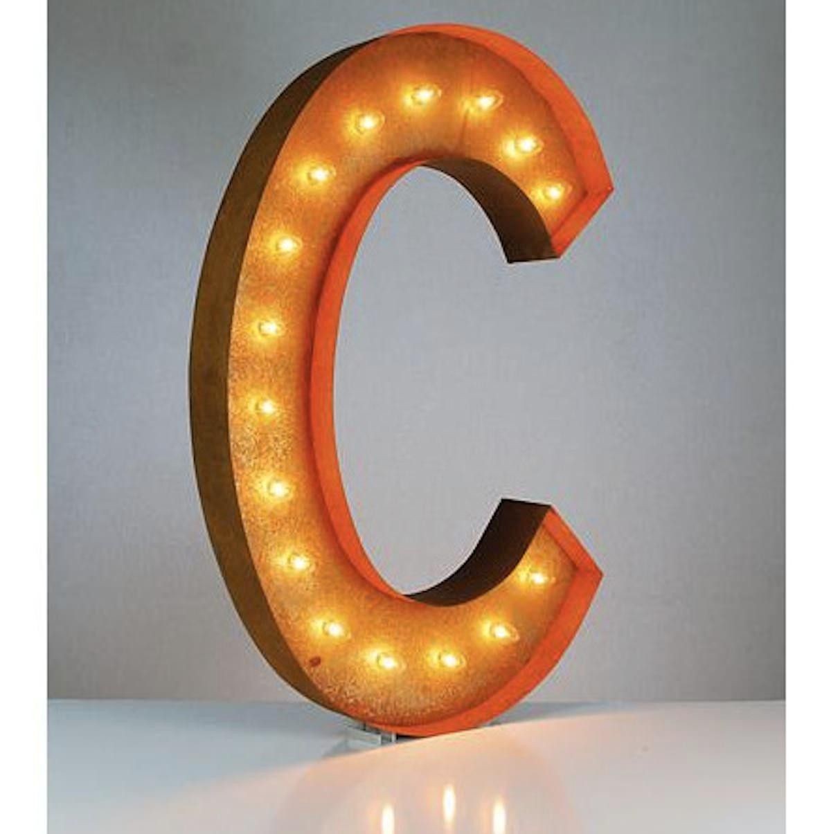 36” Letter C Lighted Vintage Marquee Letters Rustic