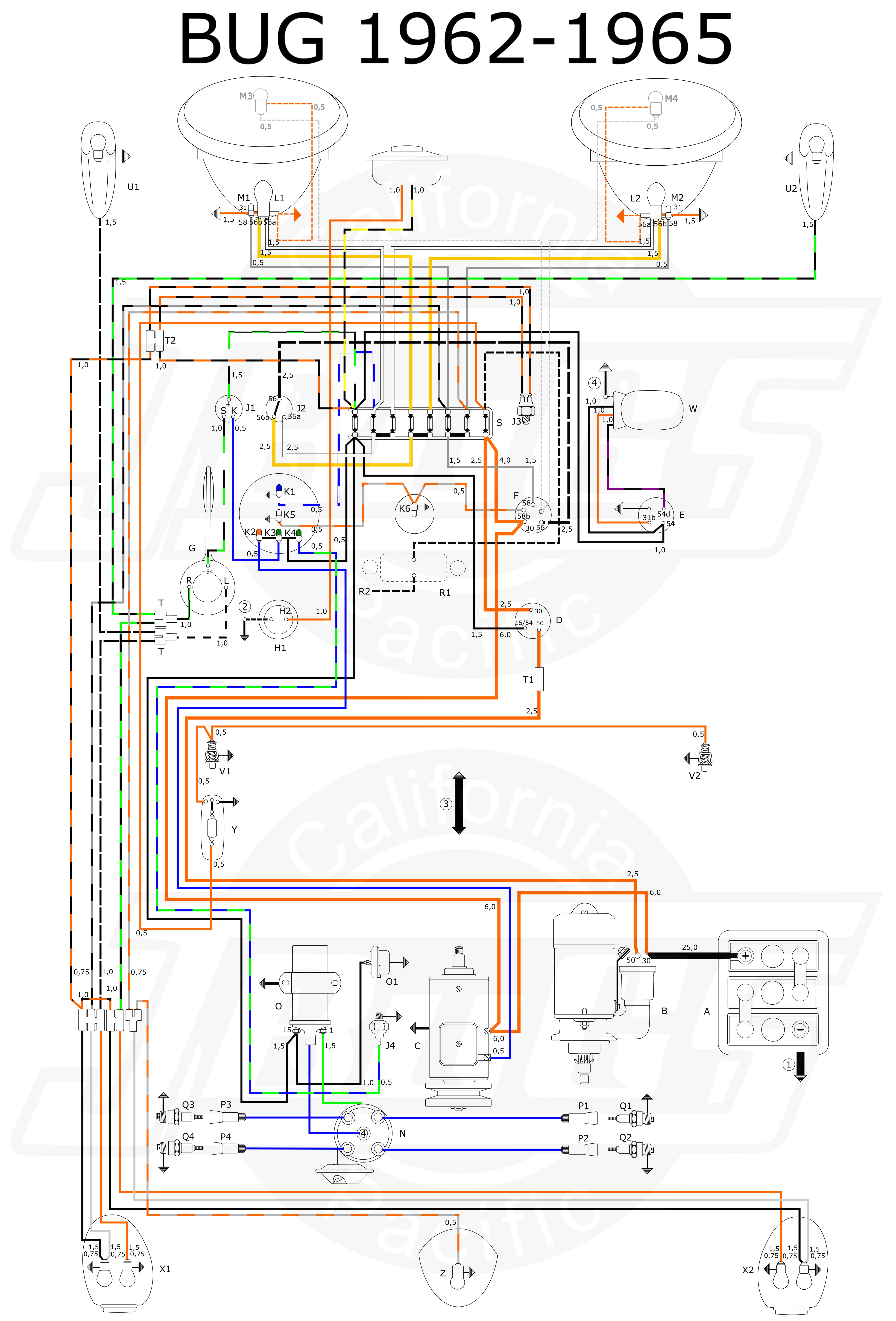 vw tech article 1960 61 wiring diagram rh jbugs Jetta Fuse Box 1974 vw fuse