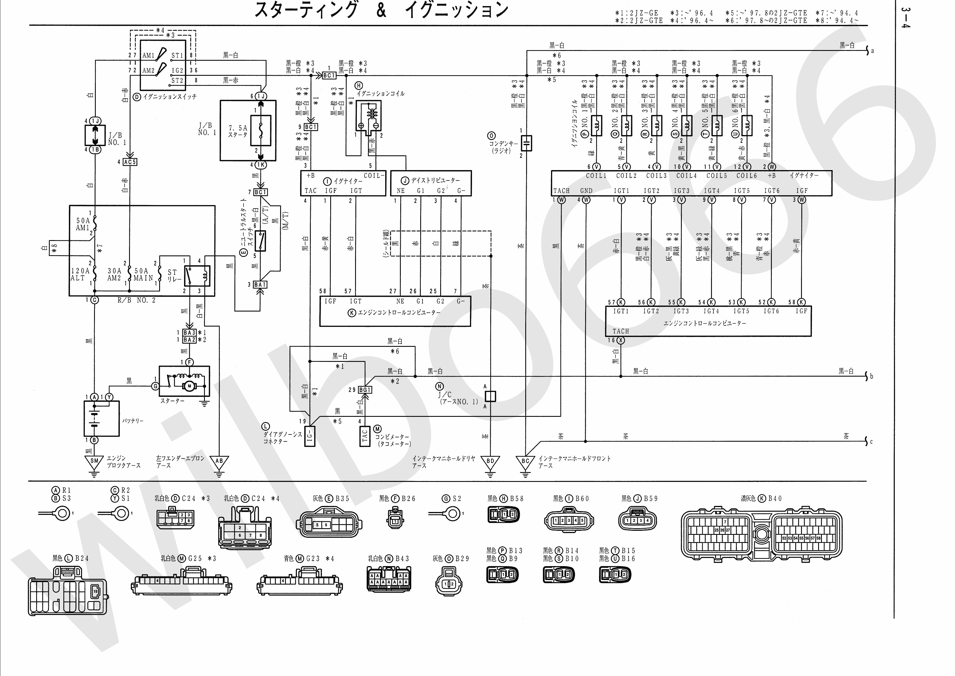 JZA80 Toyota Supra 2JZ GTE VVTi Wiring Diagrams