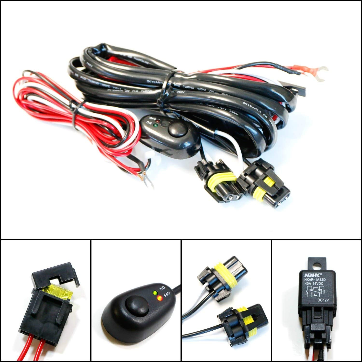 Amazon iJDMTOY 1 9005 9006 H10 Relay Harness Wire Kit with LED Light ON OFF Switch For Aftermarket Fog Lights Driving Lights HID Conversion Kit