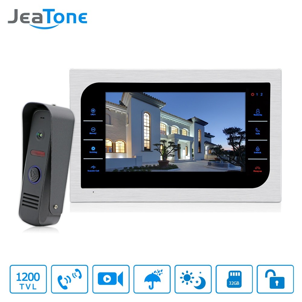 JeaTone 10 inch TFT LCD Door Inter Video Doorbell System with Camera 2 8mm Lens 1200TVL