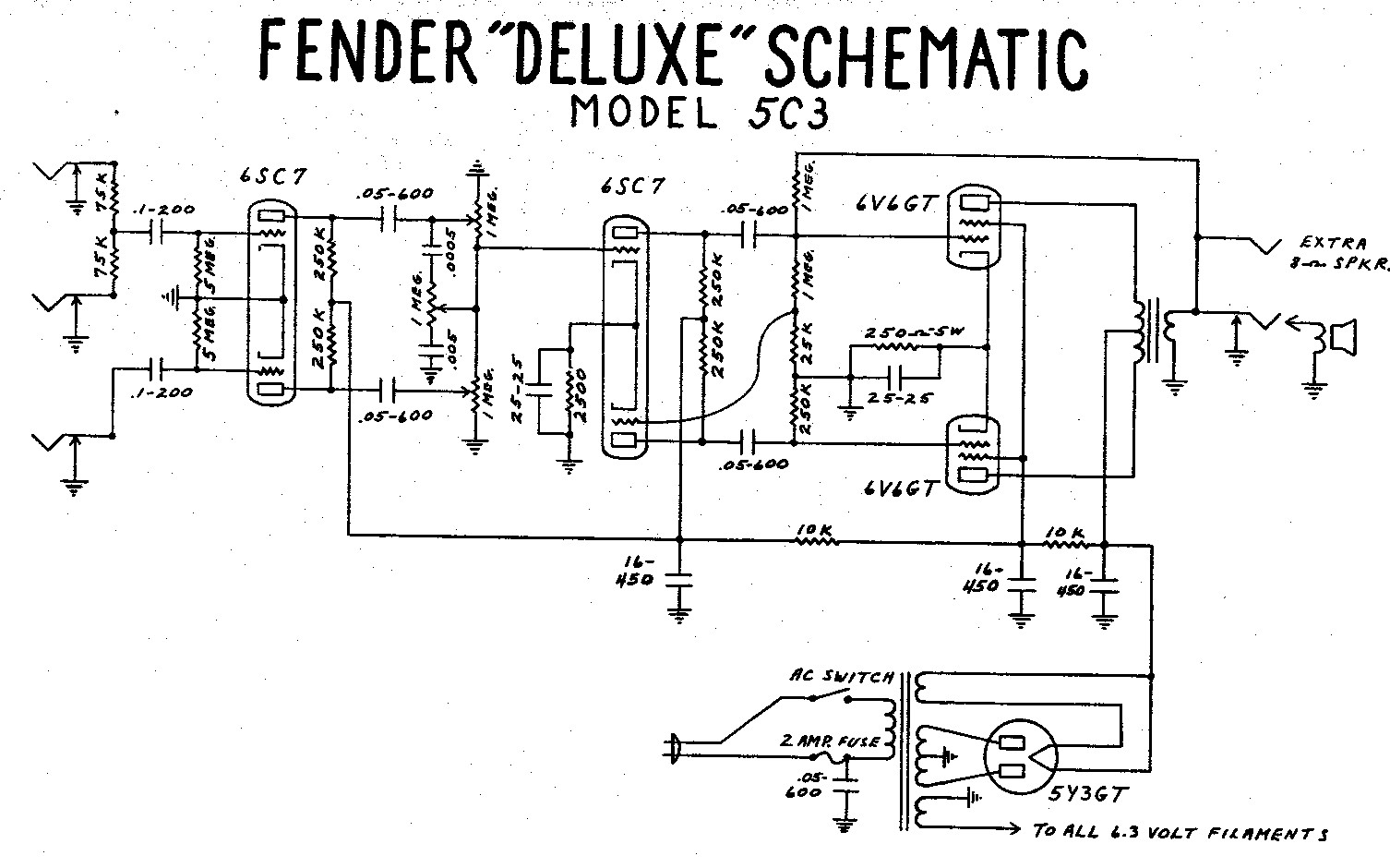 Fender Deluxe Tube Amp Schematic Model 5C3