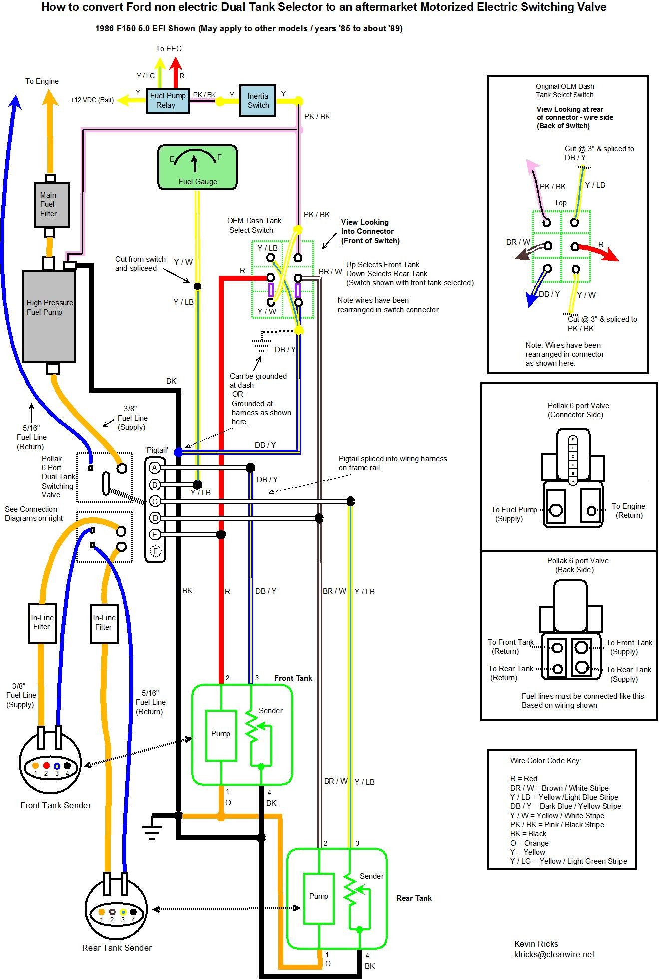 Labeled diagram fuel selector switch tank wiring