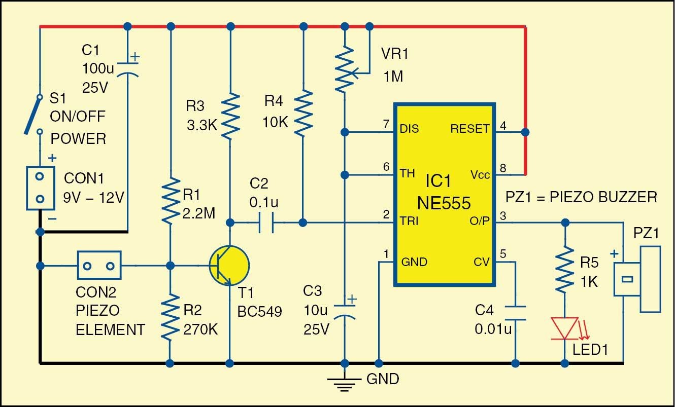 Fig 1 Circuit of the glass break alarm