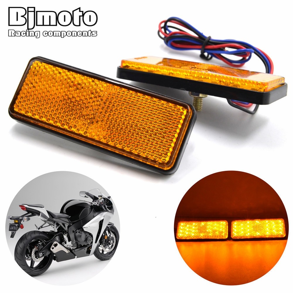 Pair Yellow LED Rectangle Reflectors Brake Light 12V Rear Lights Tail Light for Universal Motorcycle Car Truck Trailer SUV on Aliexpress