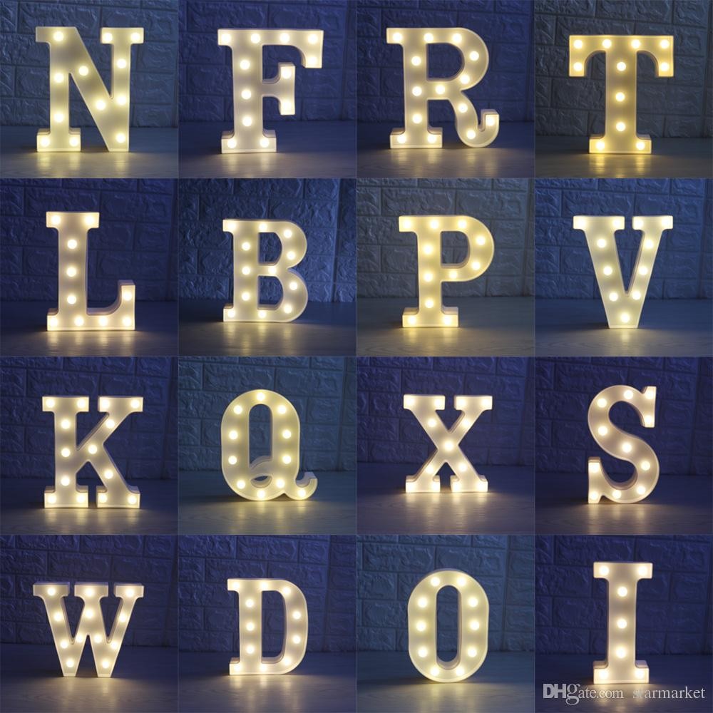 Novelty A Z 26 Letters White LED Night Light Marquee Sign Alphabet Lamp For Birthday Wedding Christmas Party Bedroom Wall Decor Lamps White LED Night Light