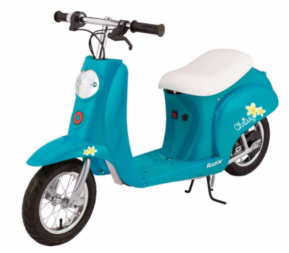 Electric Scooter For Kids Girls Teens With Seat Charger Battery Razor Turquoise Razor
