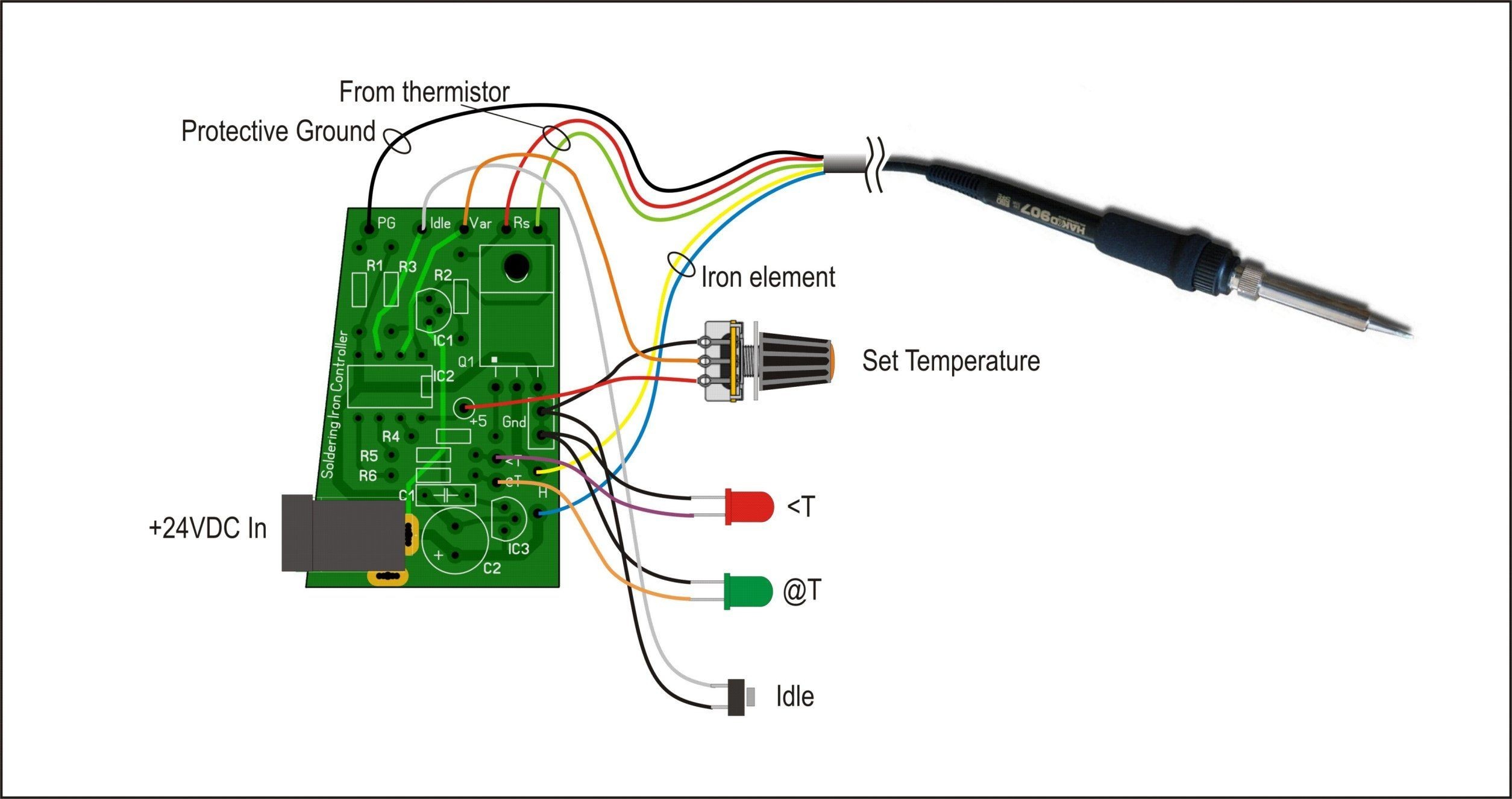 Wiring details for the soldering station