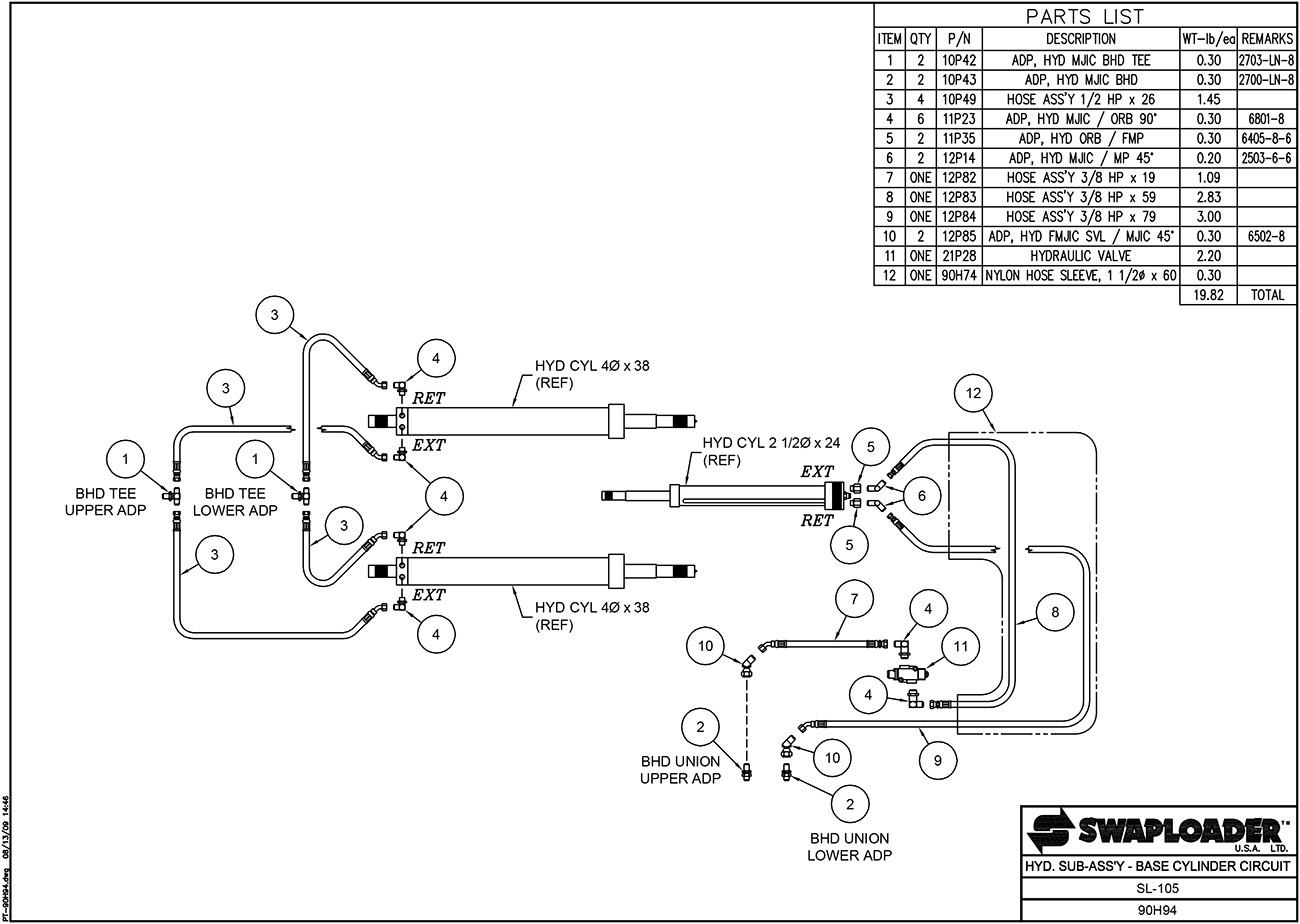 SL 105 Hydraulic Sub Assembly Base Cylinder Circuit Diagram