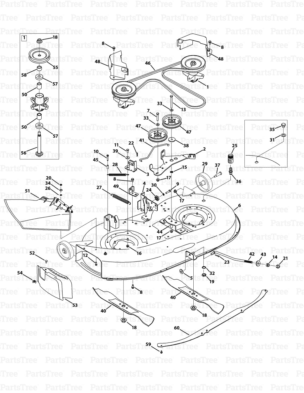 Troy Bilt 13AN77KG211 Pony 2009 Mower Deck 42 Inch Diagram and Parts List
