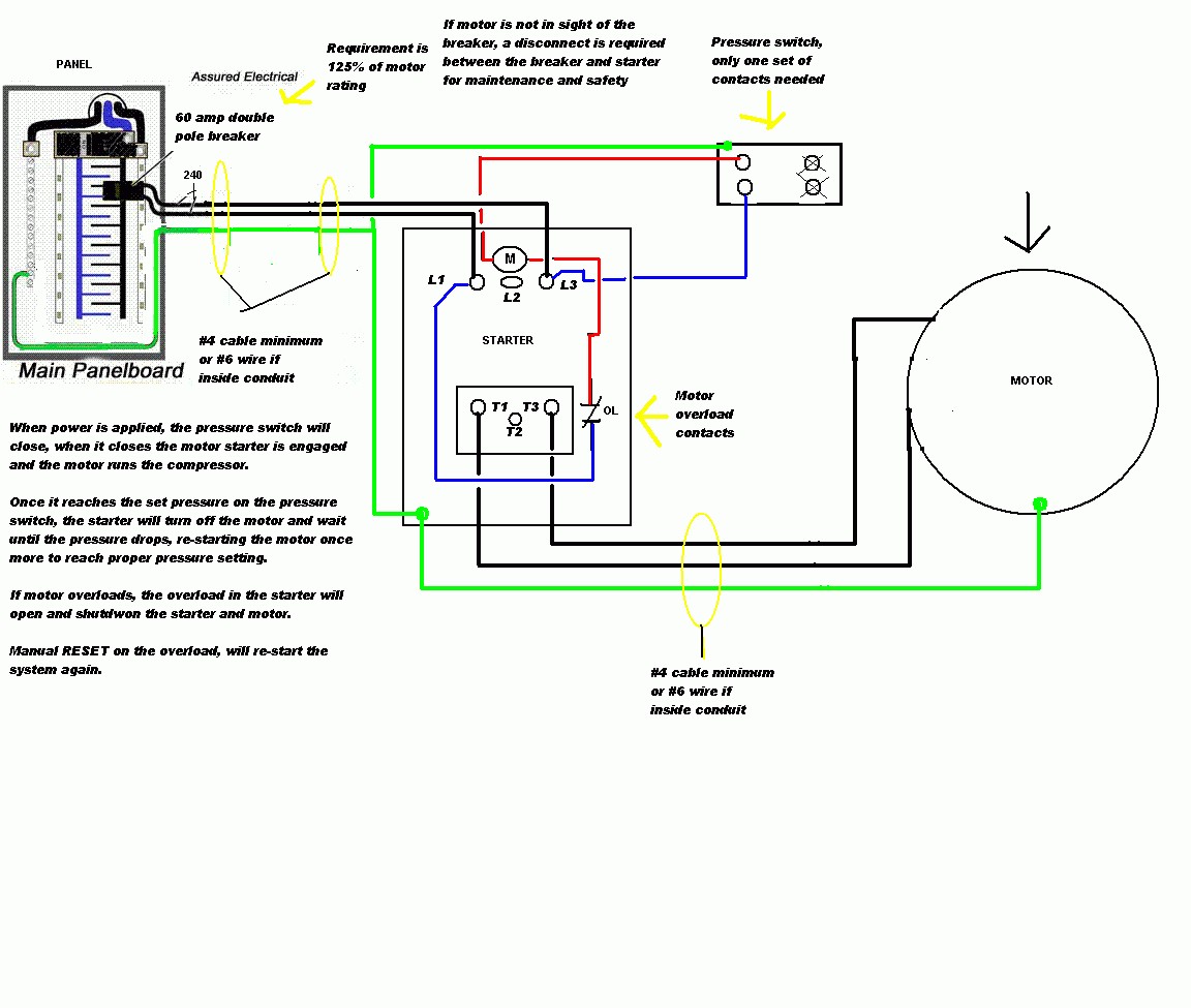 air pressor wiring diagram 230v 1 phase