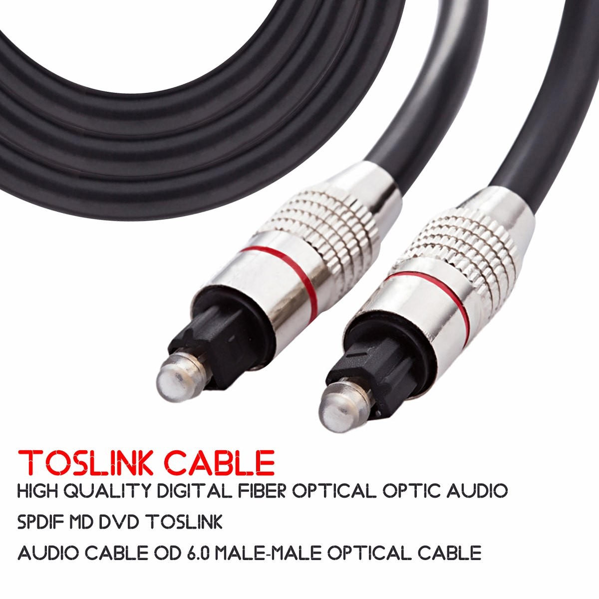 VOXLINK Digital OD 6 0 Gold plated Audio Optical SPDIF cable Toslink Fiber cable for Blu ray CD DVD player Xbox 360 PS3 in Audio & Video Cables from