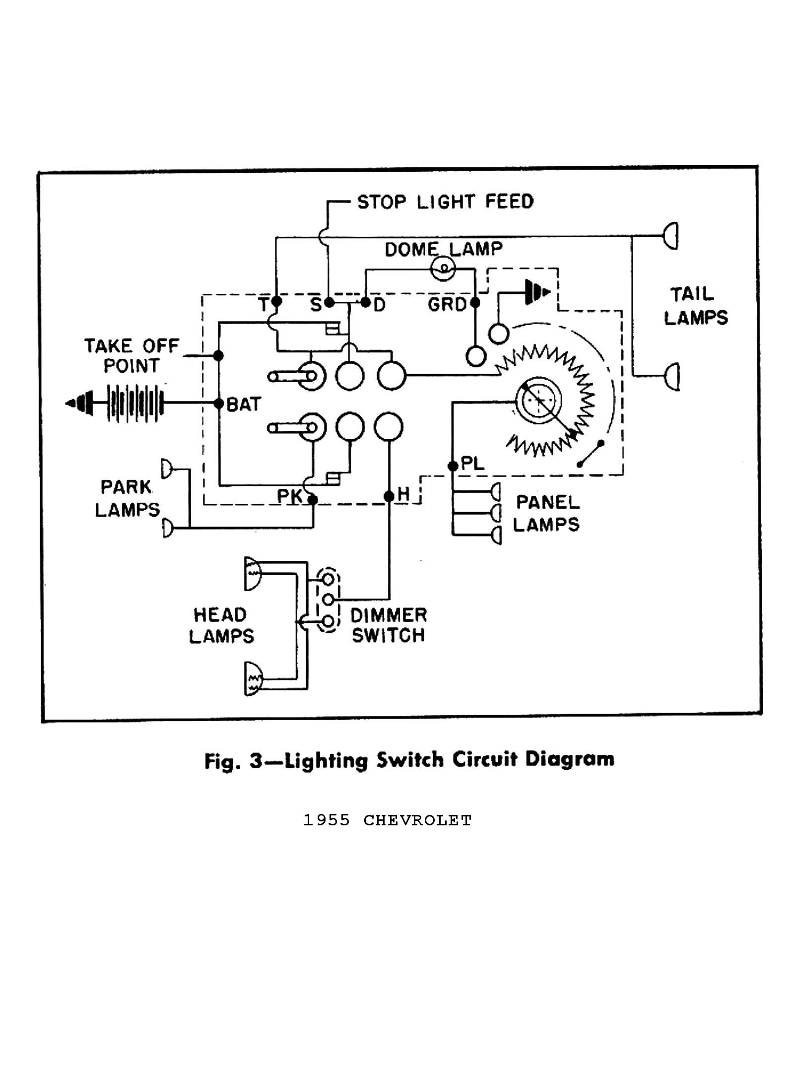 1955 Truck Wiring Diagrams · 1955 Electric Windows & Seats · 1955 Lighting Switch Circuit