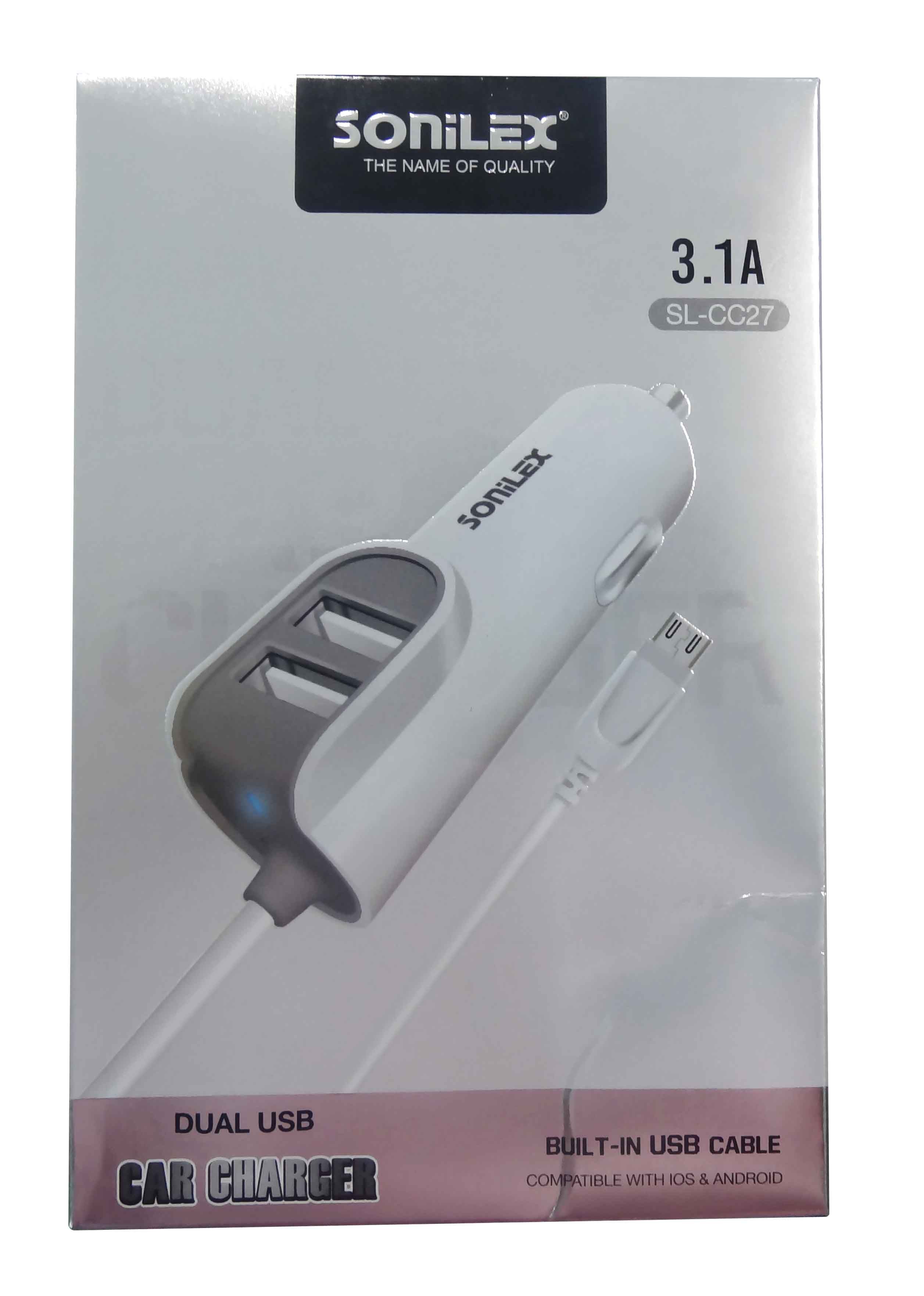 Sonilex SL CC27 3 1A Dual Port Car Mobile Charger White Buy Sonilex SL CC27 3 1A Dual Port Car Mobile Charger White line at Low Price in India on