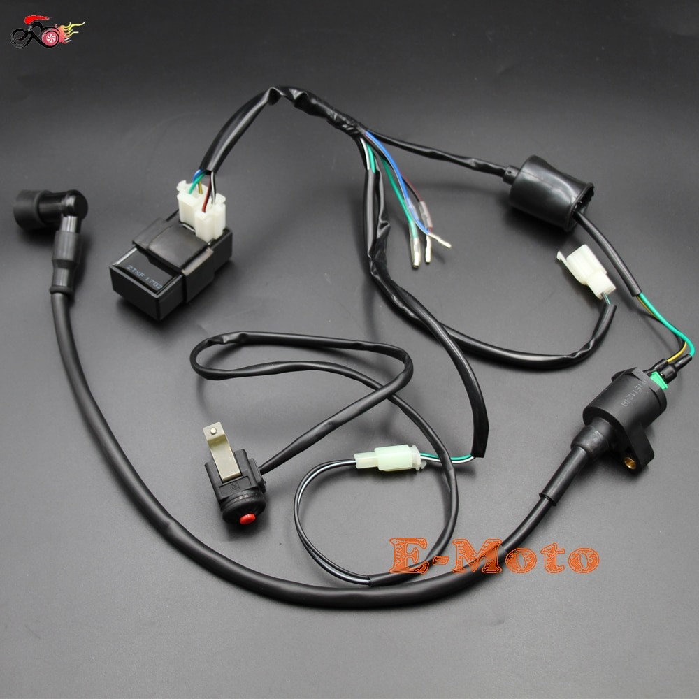 Ignition Coil CDI Electric Wiring Harness Loom Kill Switch Kits For 50 70 90 110 125