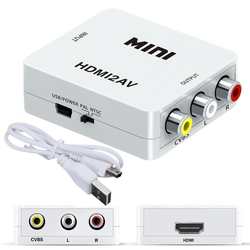 1080P Mini HDMI to VGA to RCA AV posite Adapter Converter with 3 5mm Audio cable VGA2AV CVBS Audio to PC HDTV Converter