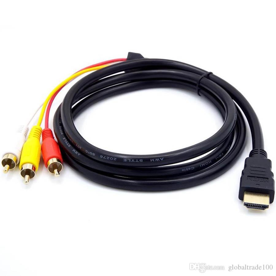 HDMI To RCA Cable HDMI Male To 3RCA AV posite Male M M Connector Adapter Cable Cord Transmitter Hdmi Dvi Adapter Audio Hdmi Female Adapter From
