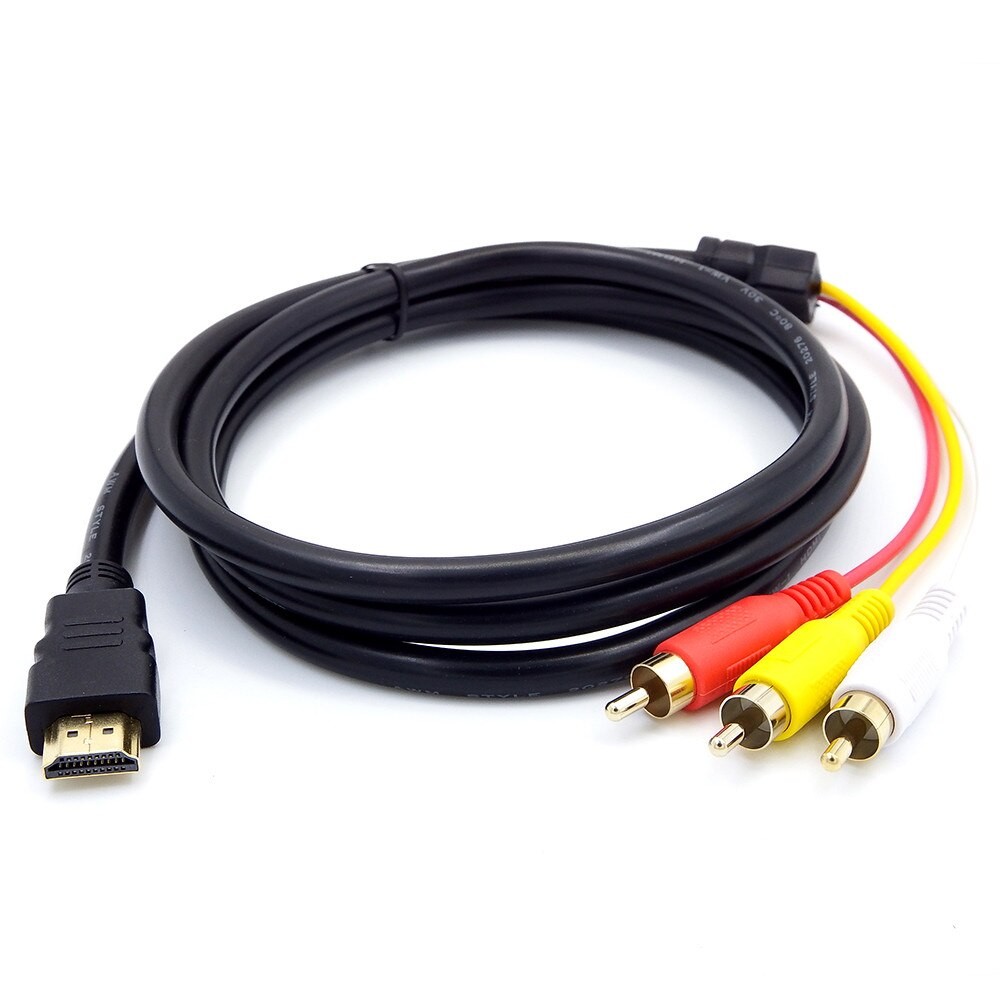Hot selling new 1 5m HDMI to RCA Cable HDMI Male to 3RCA AV posite Male M M Connector Adapter Cable Cord Transmitter good on Aliexpress