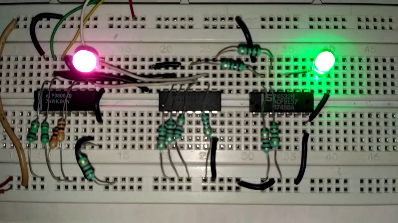 Full adder circuit using ic 7486 7408 7432