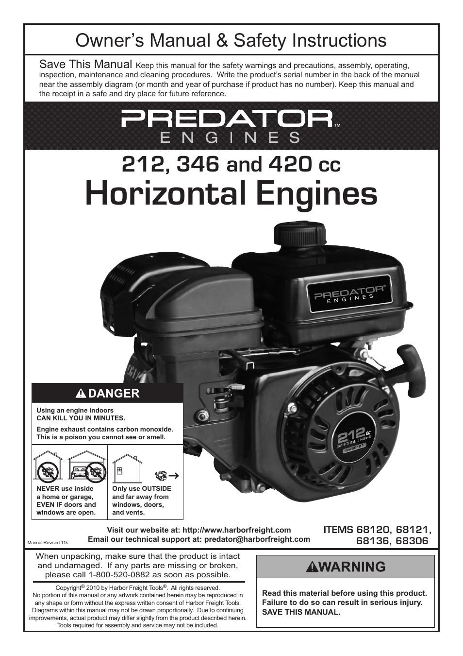 harbor freight tools predator engines 212 page1