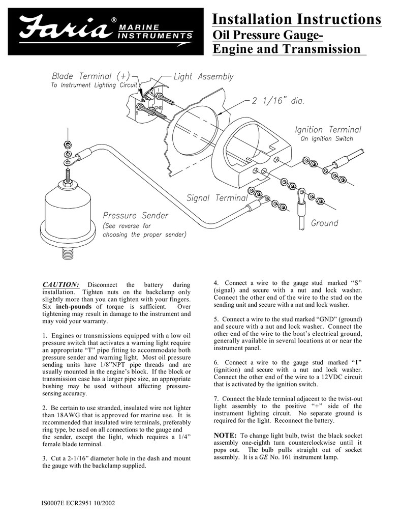 oil pressure gauge faria instruments