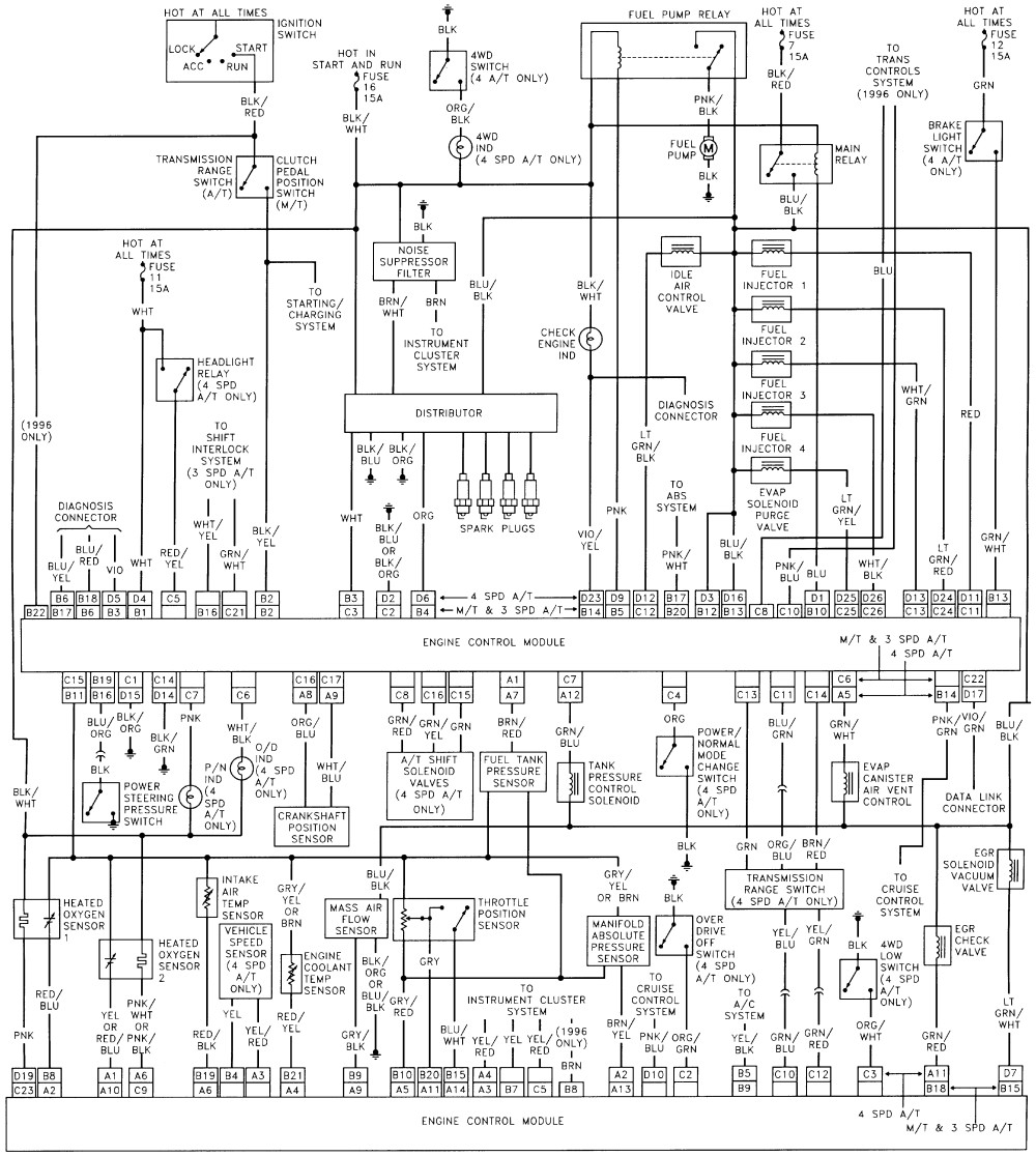96 98 16L MFI engine wiring