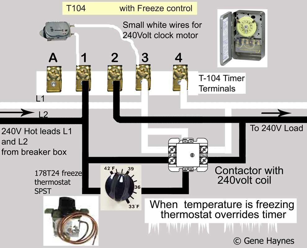 how to wire intermatic t104 and t103 and t101 timers