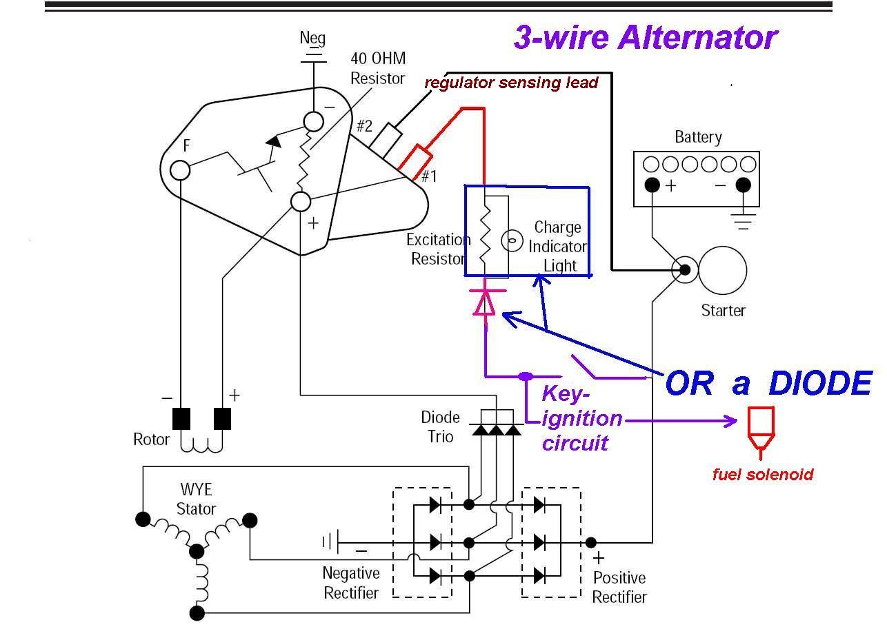 3 Wire Alternator Regulator diagram