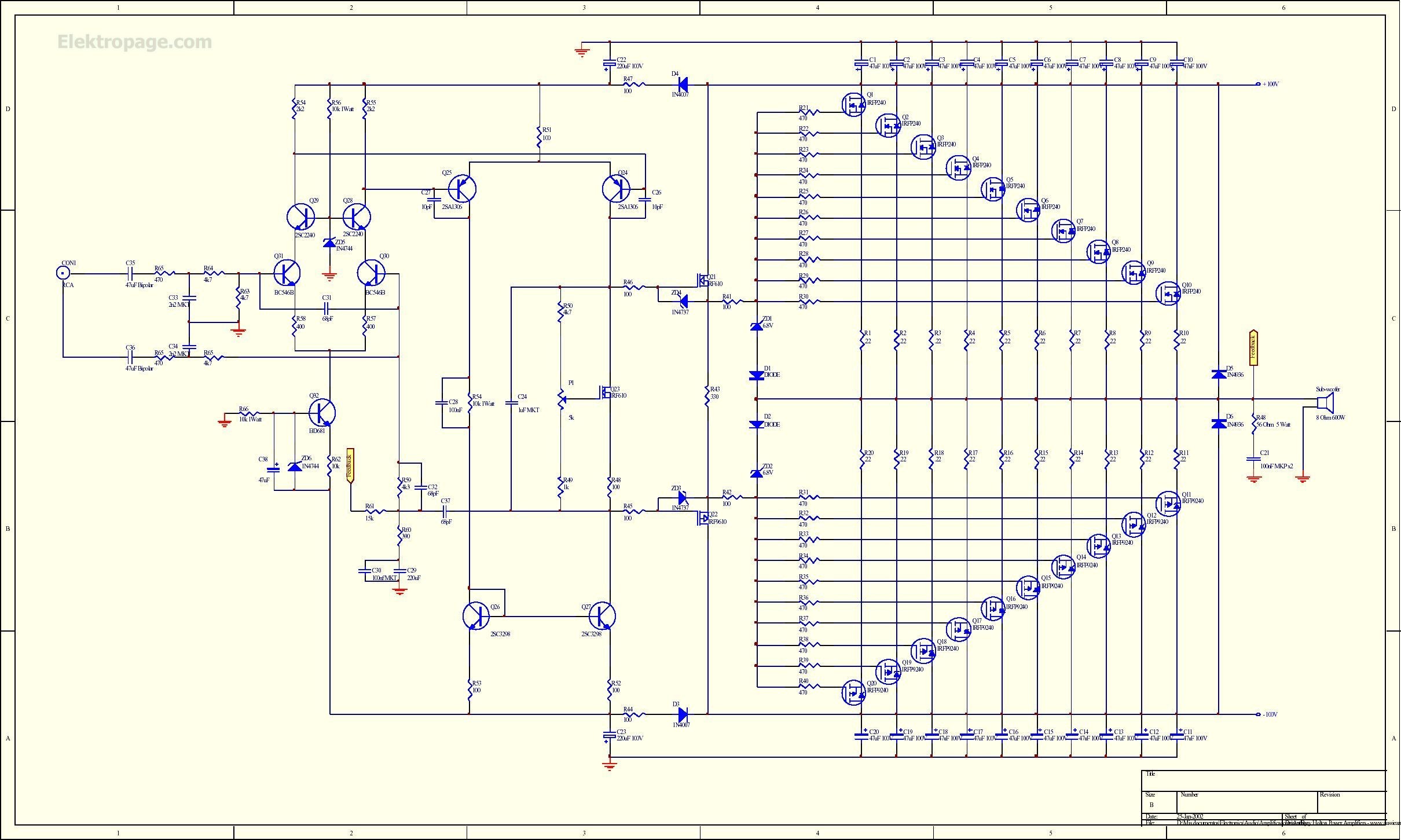 1Kw Rms Mosfet Amplifier Shematic