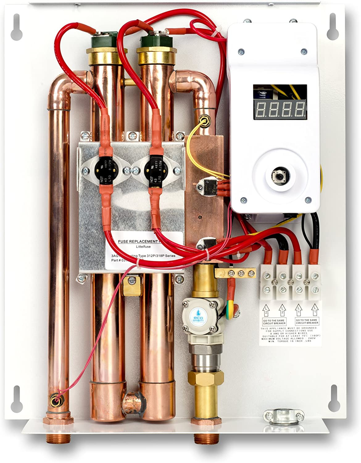MQ3CSO ecosmart eco 18 electric tankless water heater 18 kw at 240 volts with patented self modulating tech