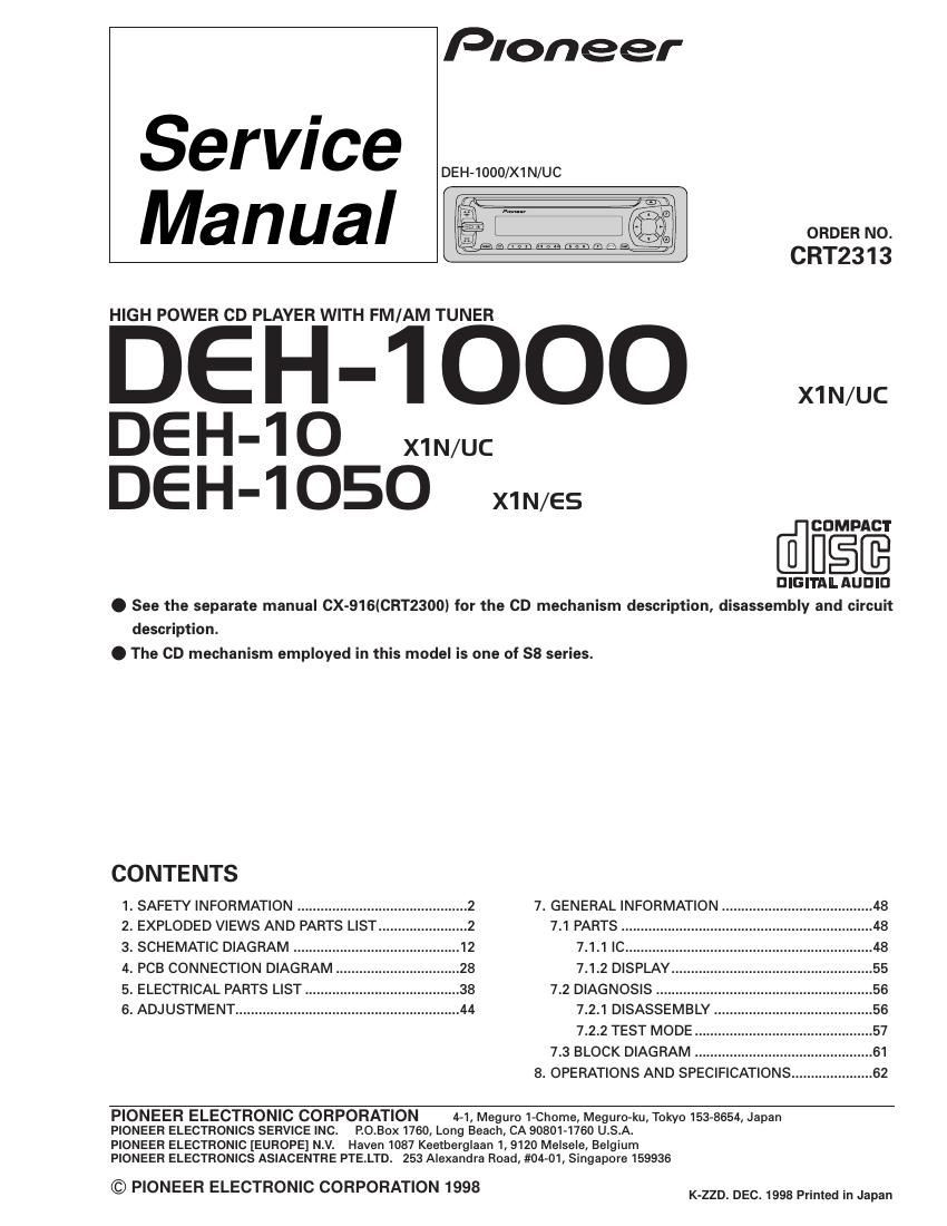 pioneer deh 10 service manual